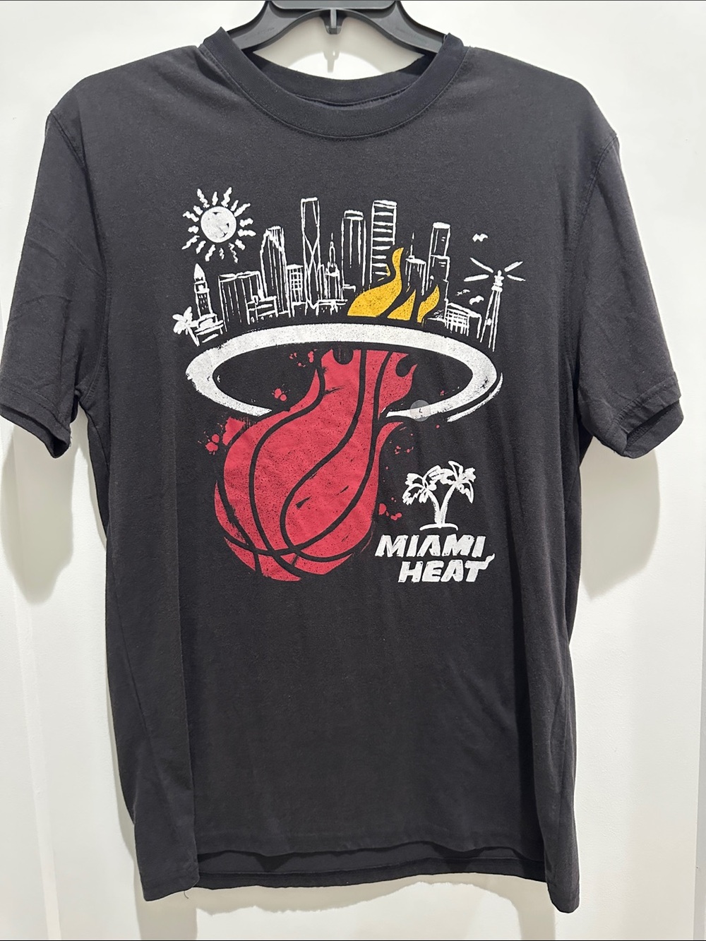 NBA Miami Heat Black Tee with Red and Gold Logo